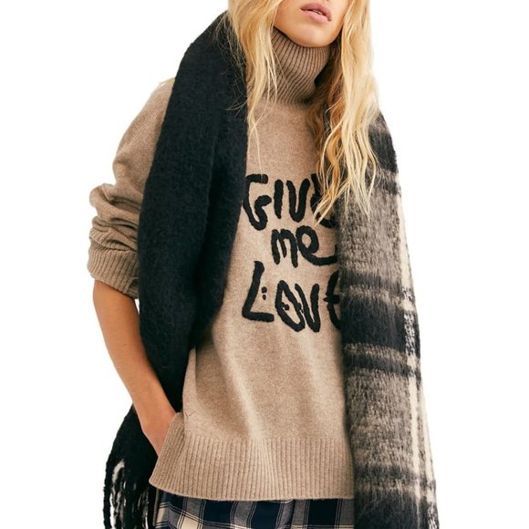 Free People Accessories - Free People Gemini Plaid Blanket Scarf  NWT